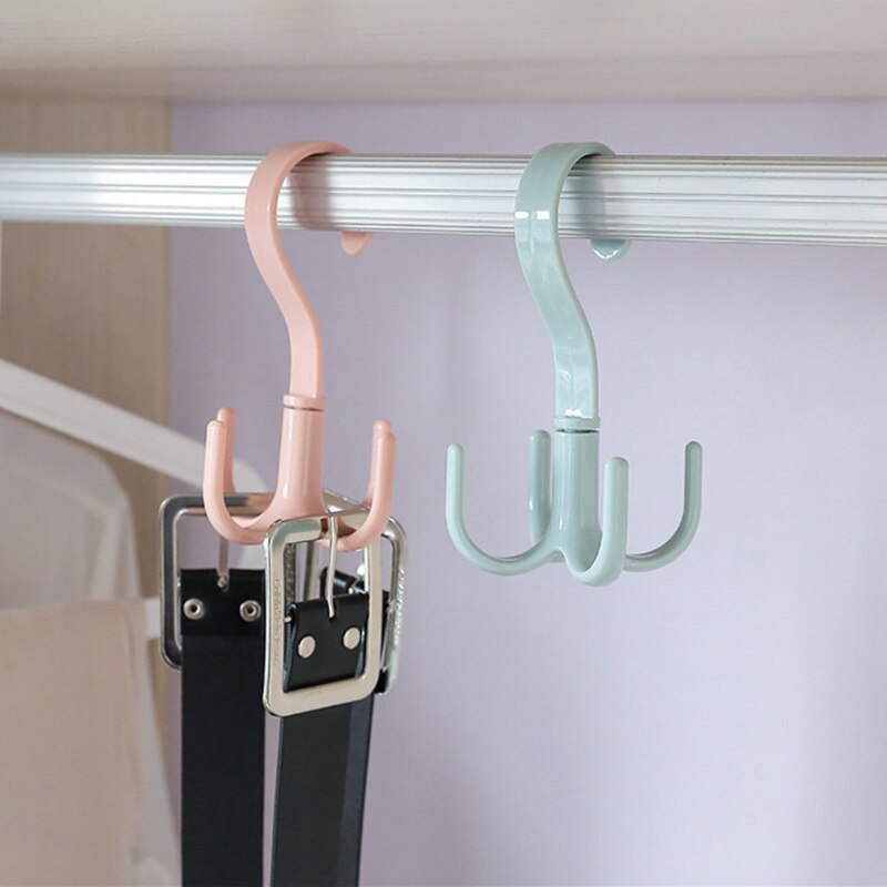 4-Claw Rotating Bag Hooks Plastic Handbag Clothes Ties Bag Holder Hangers Organizer Belt Closet Hanger Hanging Rack Storage Hook