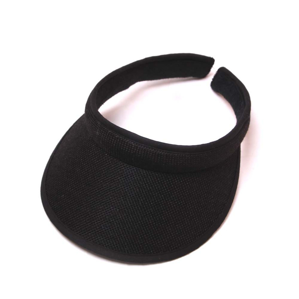 Männer Frauen Sommer Hüte Sonnenhüte Einstellbare Sport Stirnband Klassische Sonne Sport Visier Hut Cap Freien Reise Wandern Einfache Kappe: Black 