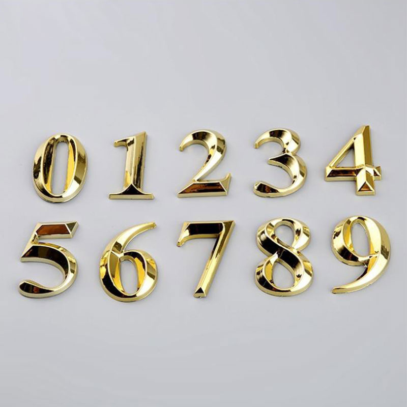 Höer 5cm Goldene Hause Aufkleber Adresse Tür Etikett Gold Moderne Haus Anzahl 0-9 Hotel Wohnung Tür Platte Heimat Dekor Zubehör
