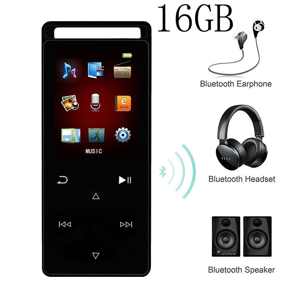 All Metal Bluetooth MP4 Player 16GB Touch Button Supports Video, Pedometer, Voice Recorder, E-Book, FM Radio