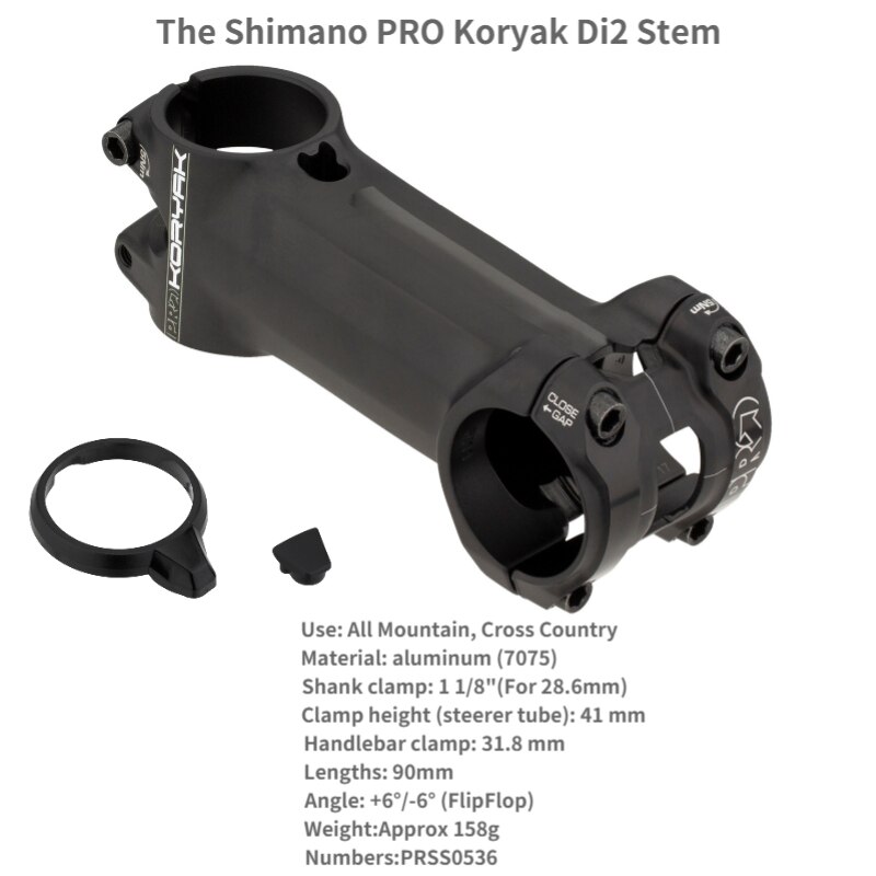 Shimano – tige PRO Koryak Di2, 0 degré + 6 °/-6 ° degrés, 1-1/8 &#39;&#39;31.8mm 35/50/60/70/80/90/100: 90mm