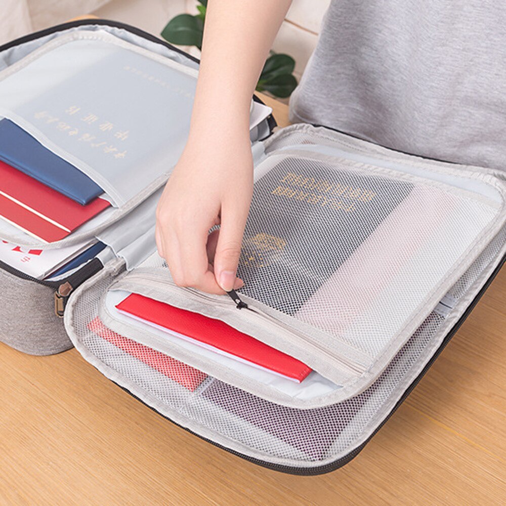 Large Capacity Multi-Layer Document Tickets Storage Bag Certificate File Organizer Case Home Travel Passport Briefcase with Lock
