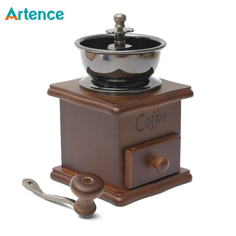 Klassieke Houten Handkoffiemolen Rvs Retro Koffie Spice Mini Braam Molen Wiel Machine