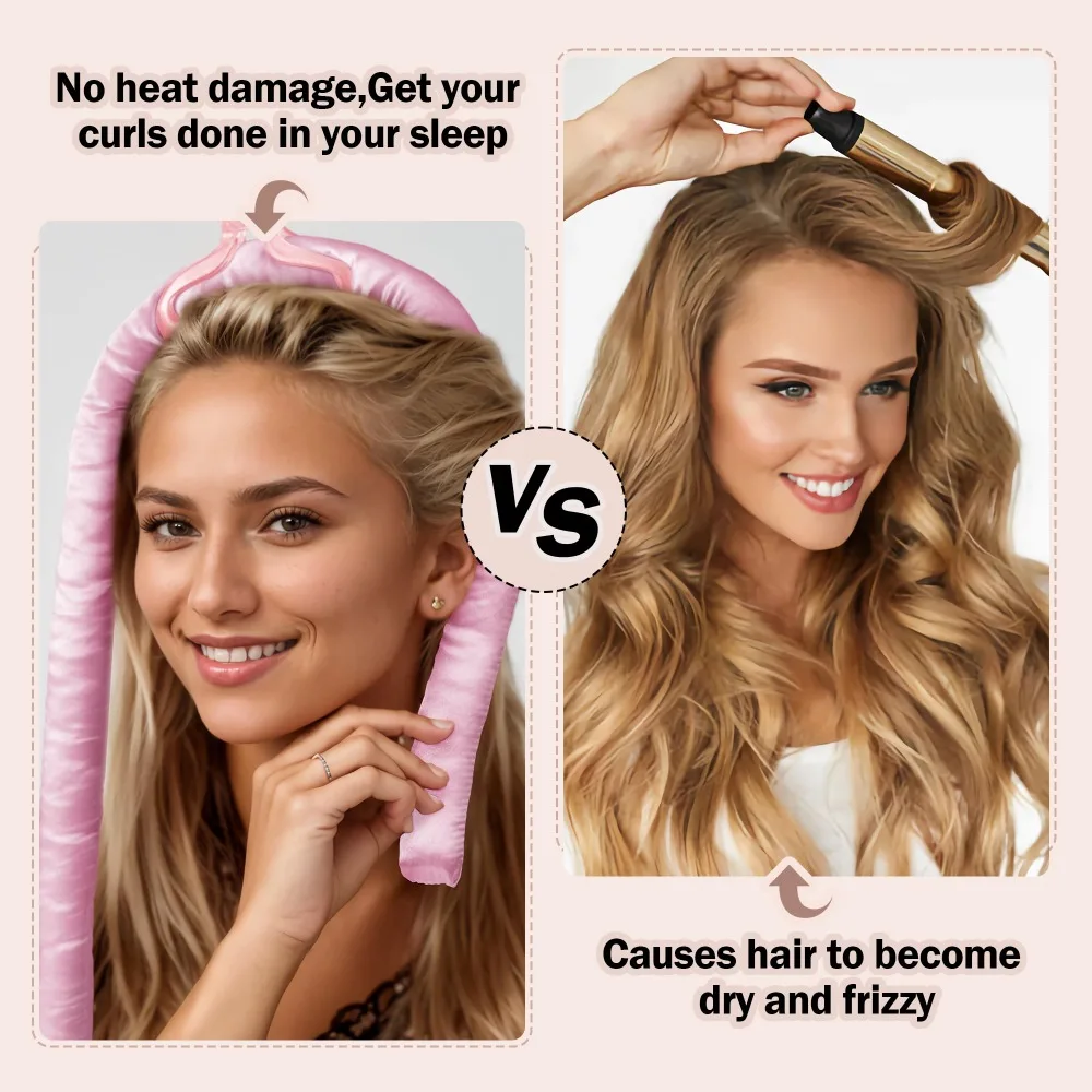 Varilla rizadora sin calor, gorro de noche sin cinta térmica, rizadores de pelo perezosos, diadema, rulos para el cabello, diadema suave para dormir, herramientas de peinado