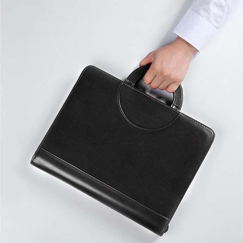 Portable A4 Binder Folder PU Leather Manager Padfolio Files Holder Business Zipper Document Organizer Briefcase Filing Products