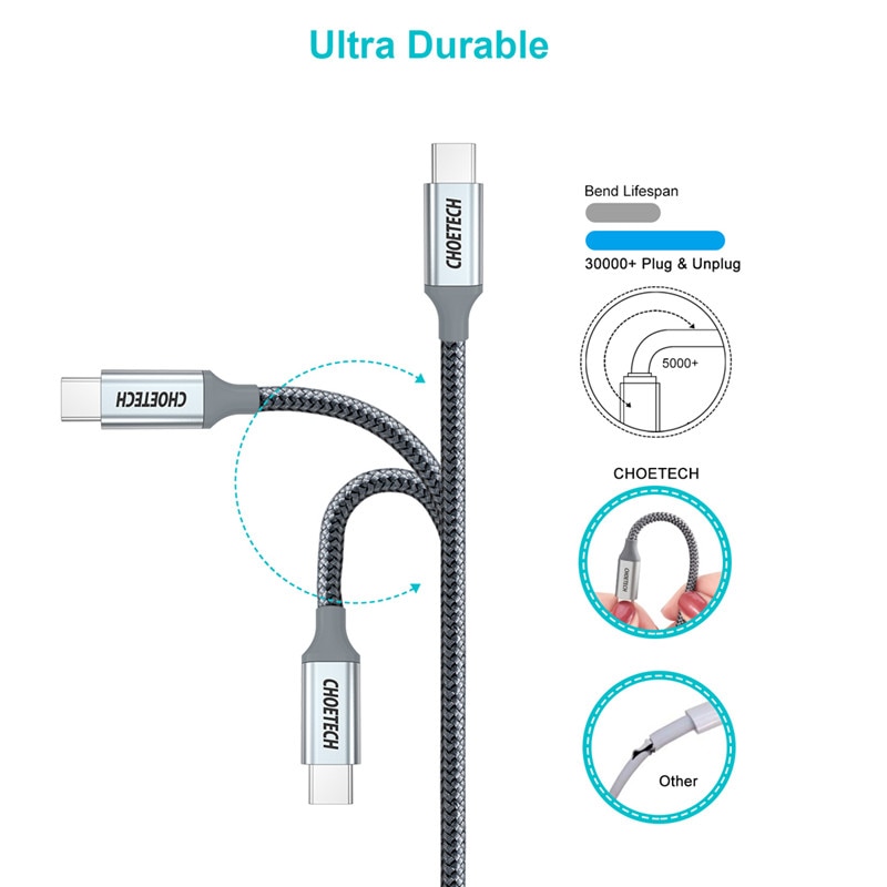 Choetech USB Typ C zu USB C Kabel für Samsung S10 S9 Plus PD 100W Schnelle Ladekabel für macbook Profi schnell aufladen 4,0 USB Kabel