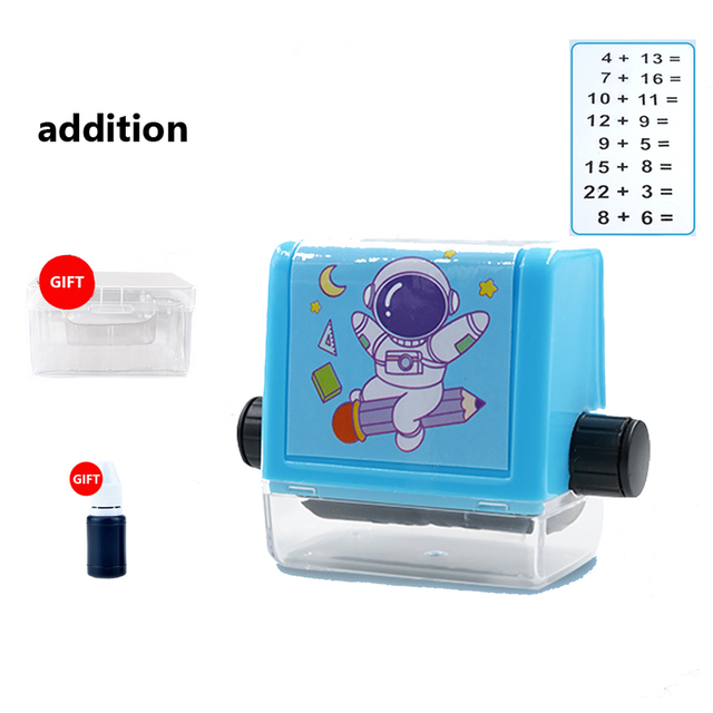 Double-head Math Practice Number Rolling Stamp Addition Subtraction Question Stamp Within 100 Maths Questions Digital Roller: Orange