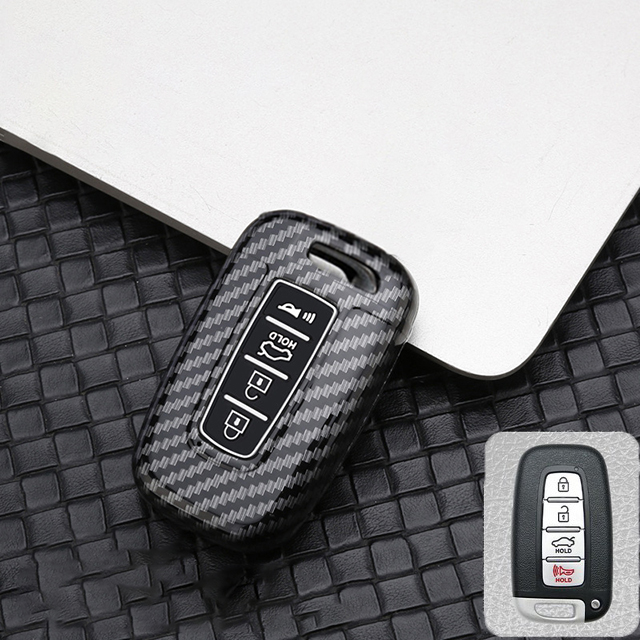4 Buttons Carbon Fiber Smart key Case For KIA Forte Sportage K2 K5 For Hyundai Genesis Coupe Sonata ix35 Car key Fob shell Cover: Red