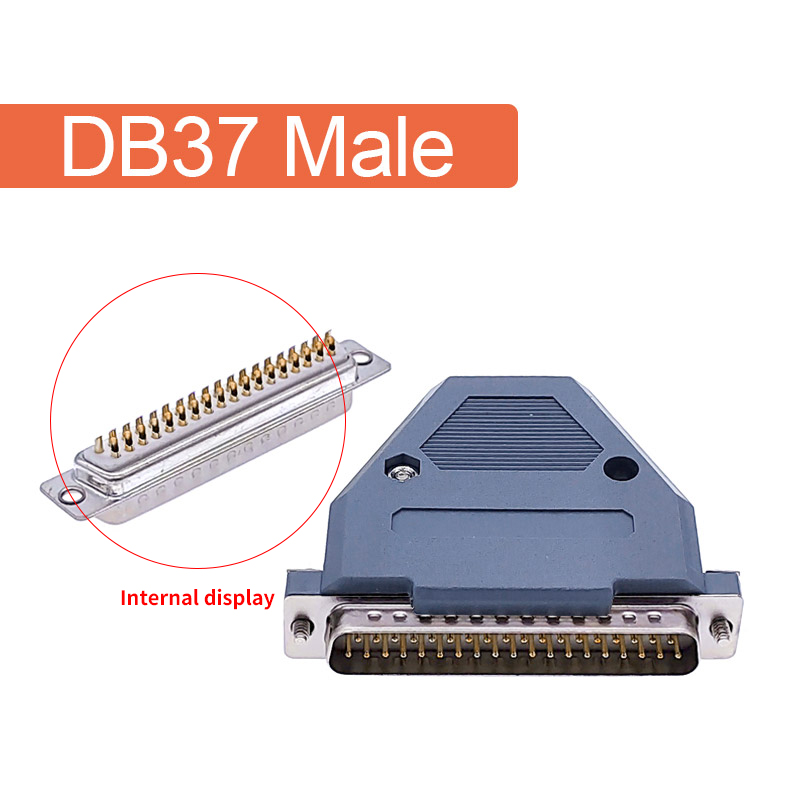 Db37 seriell parallellport datakabel kontakt plugg 2 rad d type kontakt 37 pin havn stikkontakt adapter hunn&amp;hann: Gyllen hann