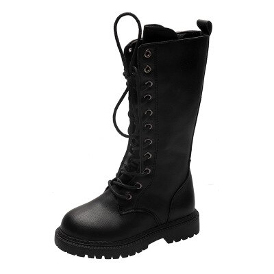 Ragazze di modo di Roma Stivali Cross-legato Per Bambini di Alta Top Stivali 2020 Nuovo Autunno Inverno Bambini Martin Stivali di Cuoio DELL'UNITÀ di elaborazione ragazze Scarpe: 36(21.5cm insole)