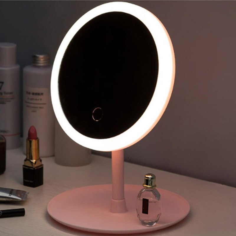 Round Makeup Mirror With Lights Led Vanity Mirror Lamp Adjustable Table Desk Cosmetic USB Face Mirror With Beauty Touch