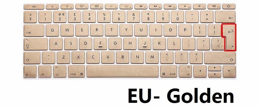 Eu Voor Macbook Retina 12 A1534 Toetsenbord Film Protector Soft Silicon Keyboard Skin Engels Eu Toetsenbord Cover: EU-Gold