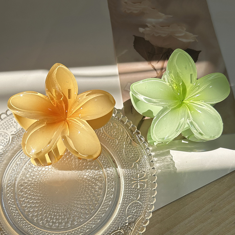 Pinces à cheveux fleur pour femmes, grande pince à cheveux bohème, épingles à cheveux, barrettes pour filles, accessoires pour cheveux de plage, vêtements de sauna, ,: Plaqué platine
