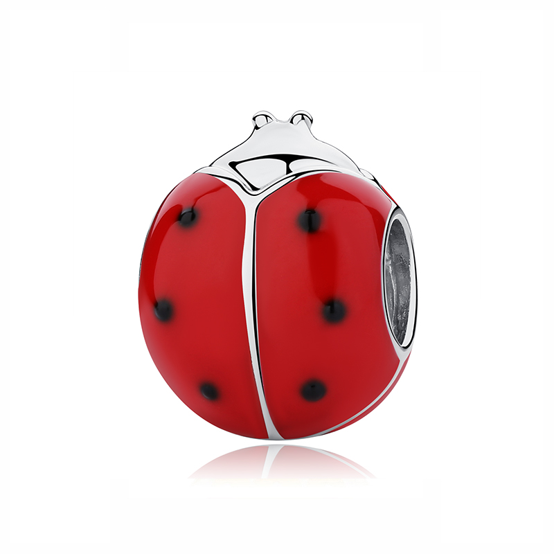 Authentieke 100% 925 Sterling Zilver Charm Bead Kever Hanger Charms Red Ladybird Fit Armbanden Vrouwen Sieraden Maken