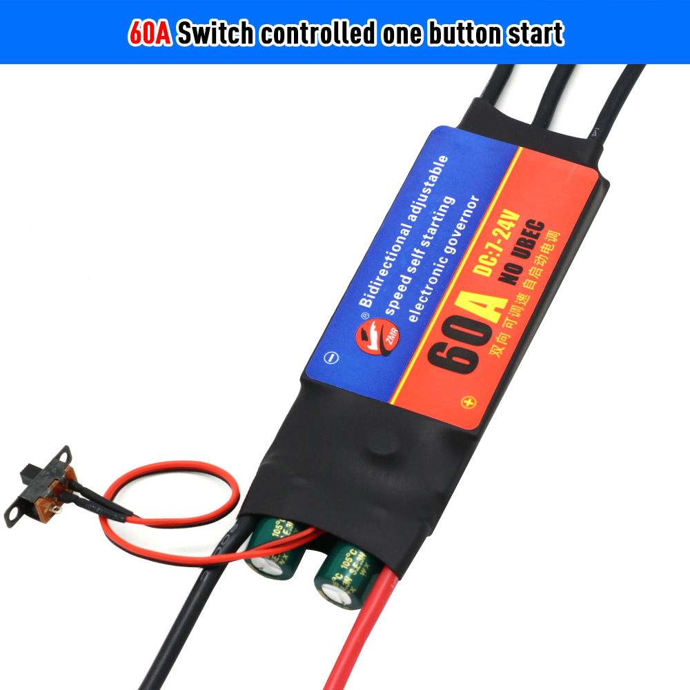 ZMR 2-6S 30A 60A ESC controlador de velocidad de regulación eléctrica sin escobillas de arranque automático bidireccional ESC para herramientas de bricolaje: Blanco