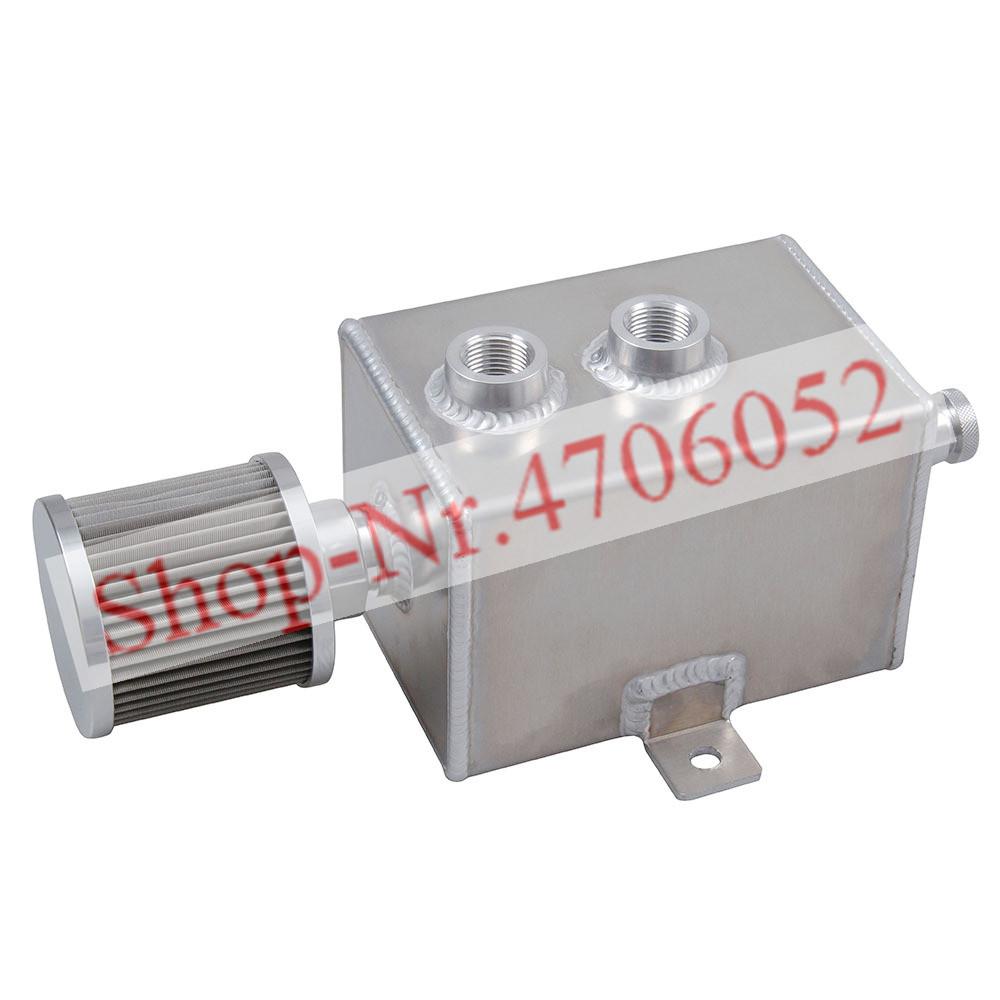 1L and 2L Aluminum oil catch can tank with breather & drain tap 2LT baffle: silver2L