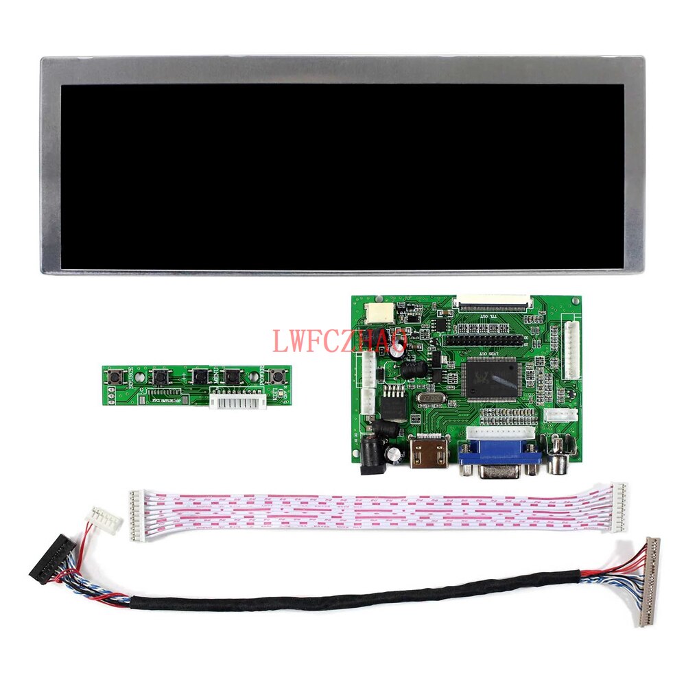 Original Sharp 9.1" LQ091B1LW01 822x260 LCD LED Screen with HDMI+VGA+2AV Contorll Board Monitor