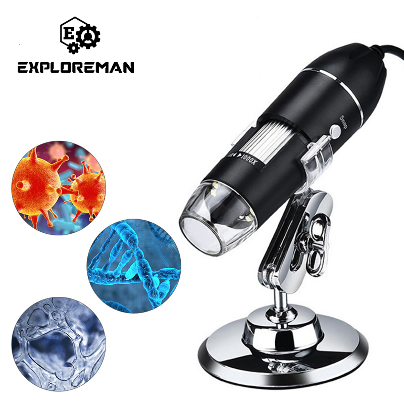 Adjustable 1600X Microscope Handheld Digital Microscope Endoscope USB Interface Electron Microscope with 8 LEDs with Bracket