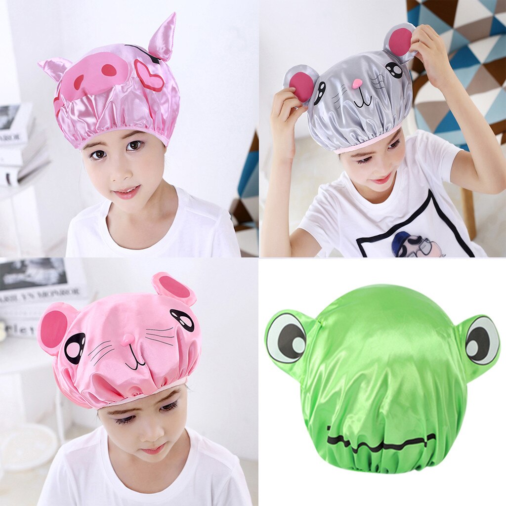 Cartoon Leuke Waterdichte Douche Cap Thicken Bad Hoed Badmuts voor Vrouwen Anti Olie Hoed touca de cetim # EEN