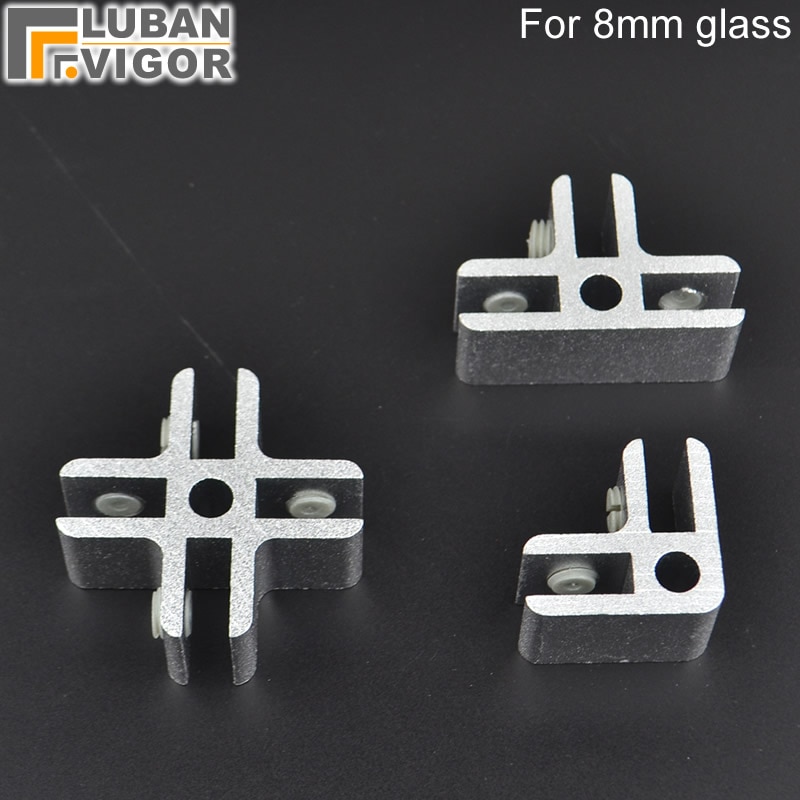 Aluminium Glas/Acryl Showcase Clips/Connector, Voor 8Mm Glas/Acryl, Zonder Boren, monteren Glazen Kast Jezelf, Hardware