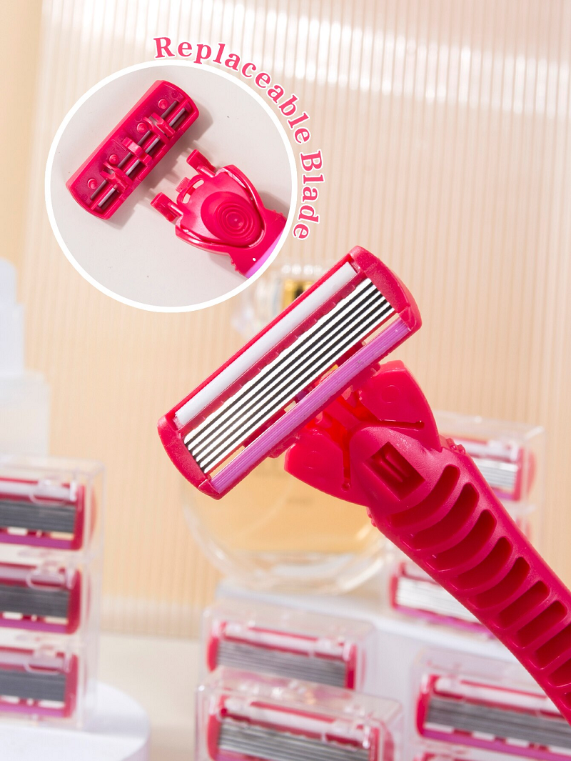 1 Handle + 18 Blades/ Women Manual Safety razor 6-Layer Stainless Steel Hair Removal Shaving Blades Replaceable Shaver Head