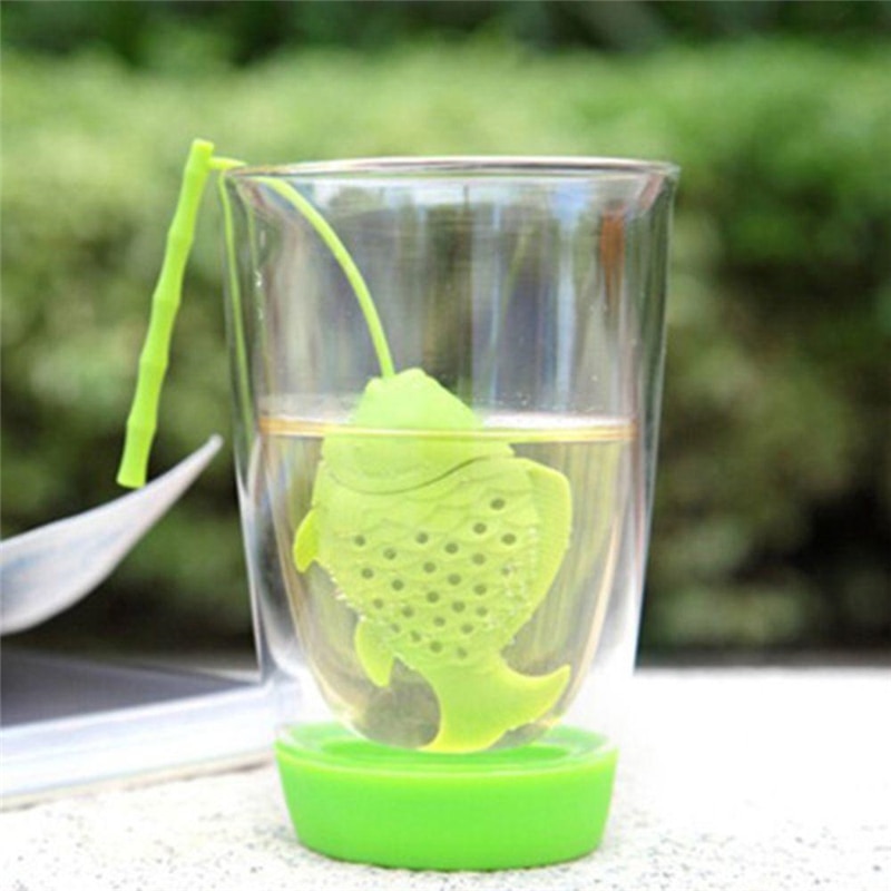 1 stk tebladssi silikone fiskeform infuser til teposer urtekrydderi filter diffuser tekande mini køkkentilbehør