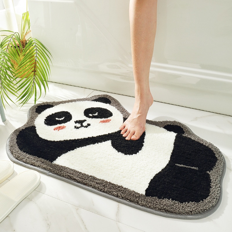 Panda form mikrofiber bademåtte super blød absorberende badeværelse dørmåtte tæppe soveværelse køkken skridsikker gulvmåtte