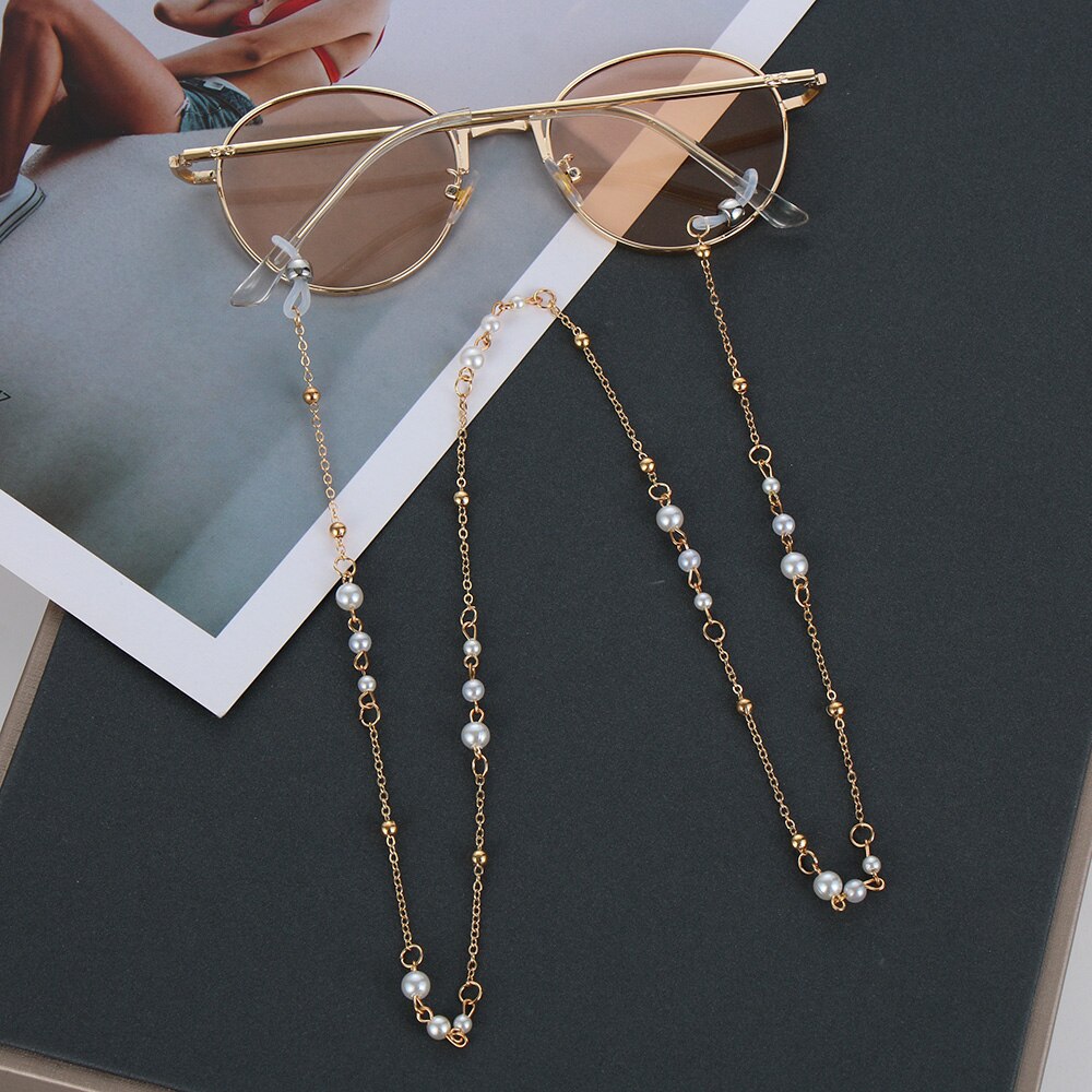 Womens Beaded Glasses Chain Eyeglass Chains Sunglasses Reading Leaf Eyewears Cord Holder Gold Black Neck Strap Rope 70/80/90cm