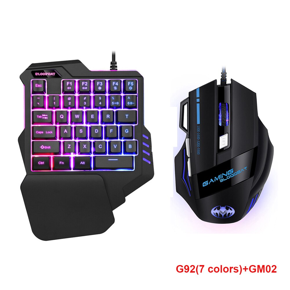 Combo clavier et souris de jeu rétro-éclairé rvb, 3200 DPI, une main, avec convertisseur pour PS4, Xbox, Nintendo Switch: G92A GM02