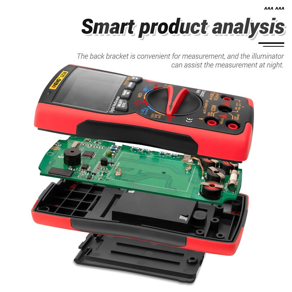 SZ18 9999 Counts Automatic Range Digital Multimeter Triple LCD Display Solar Panel System Analog Tester Multimetro