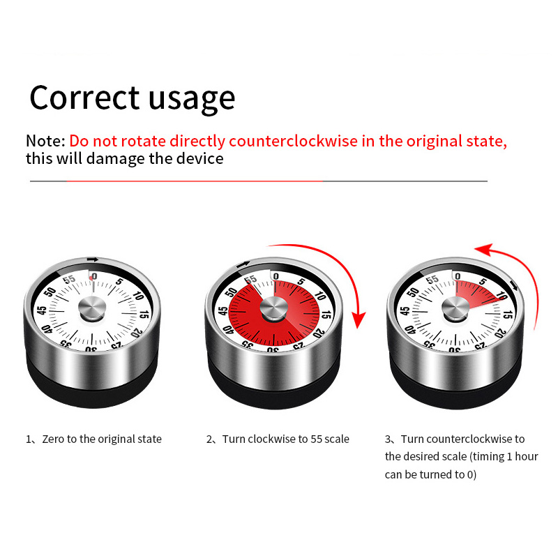 Kitchen Timers Visual Mechanical Kitchen Timer 60-Minutes Alarm Cooking Timer with Loud Alarm Magnetic Clock Timer