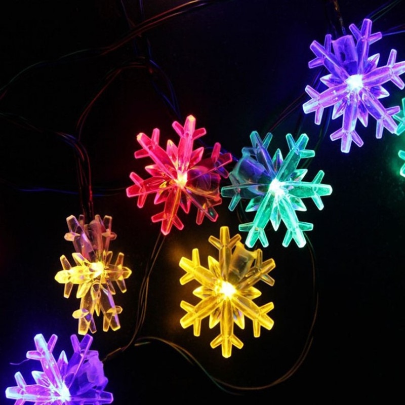 Led snöflinga ljusslingor soldrivna fairy lights julgirland utomhus vattentät trädgård bröllopsdekoration