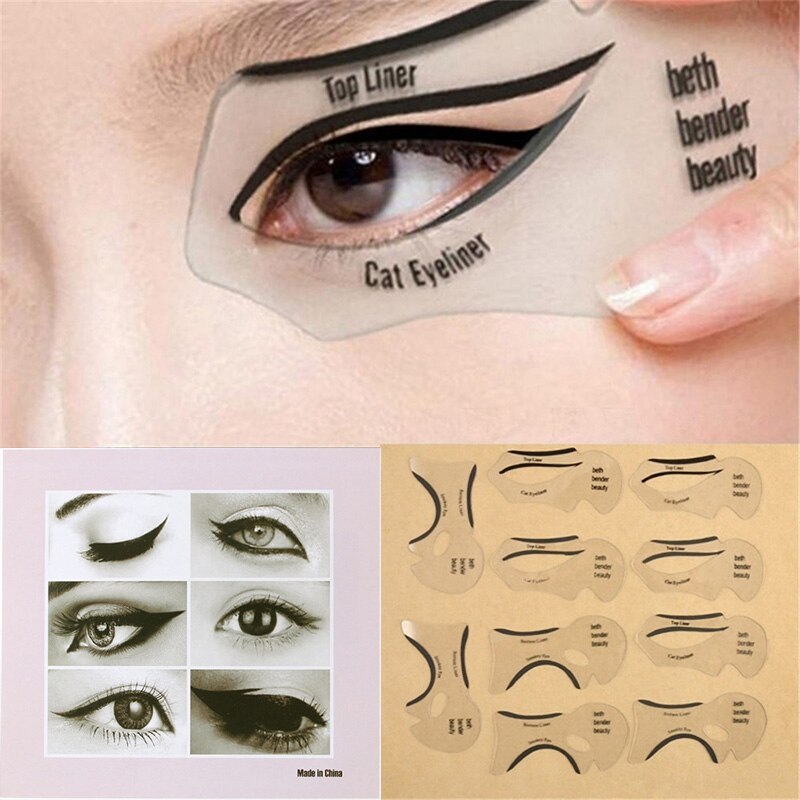 10Pcs Eyeliner Stencils Wenkbrauwen Template Kaart Rokerige Template Diy Eye Makeup Shaping Cat Eye Vissenstaart Dubbele Vleugel Modellen