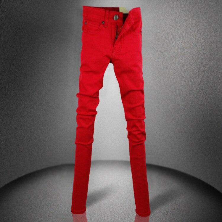 Jean slim slim pour homme, pantalon crayon, rouge, style hip hop, , printemps-automne