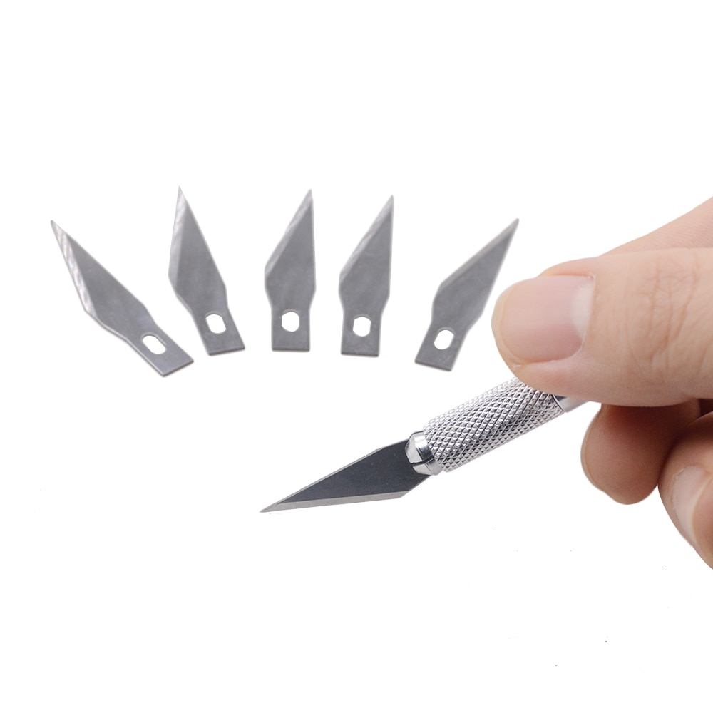 Skridsikker metaludskæringskniv mobiltelefon klistermærke beskyttelsesfilm udskæringskniv papirskåret skær +5 stk knive gør det selv reparation håndværktøj