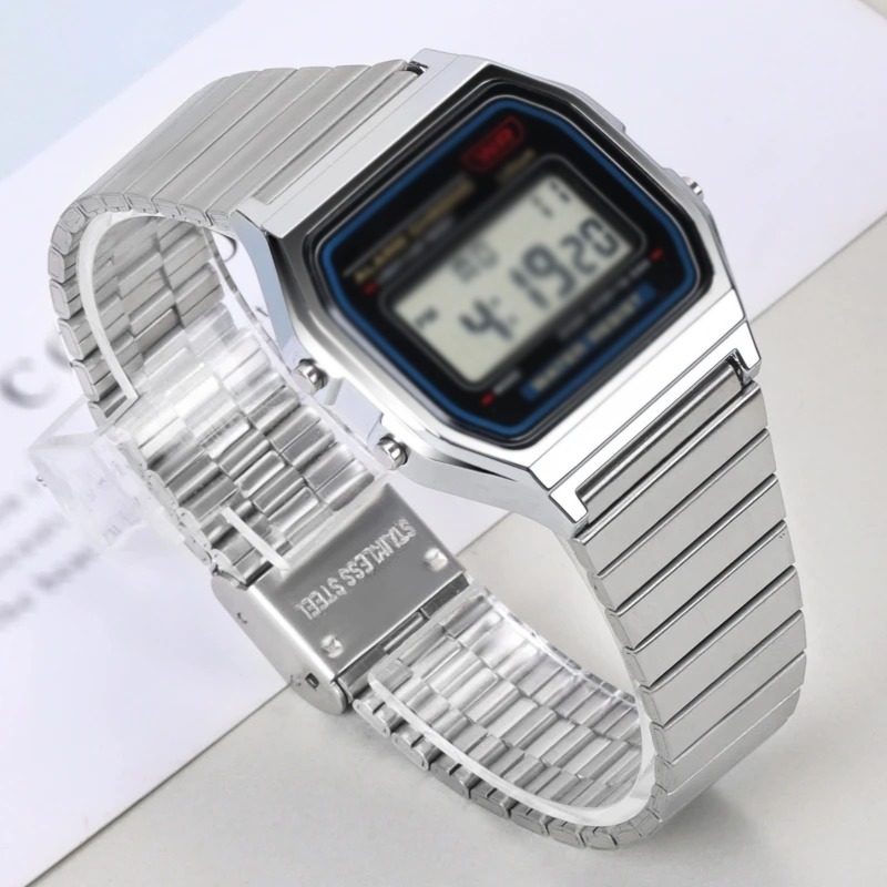 Bracelet en acier inoxydable, 18mm 20mm, pour CASIO F-91W/A158/A159/A168/A169/B650/AQ230 /AE500W, Bracelet de montre en métal Ultra-fin