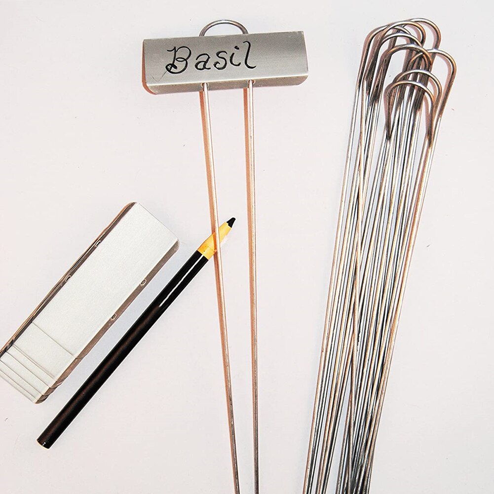 24Pcs Stainless Steel Sign Markers Plant Nameplate Labels Tags Gardening Tool