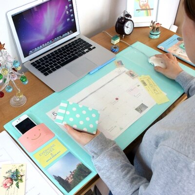 Korea kawaii slik farve kontormåtte multifunktionel ugeplanlægger arrangør skrivebordsbord opbevaring memomåtte læringsunderlag