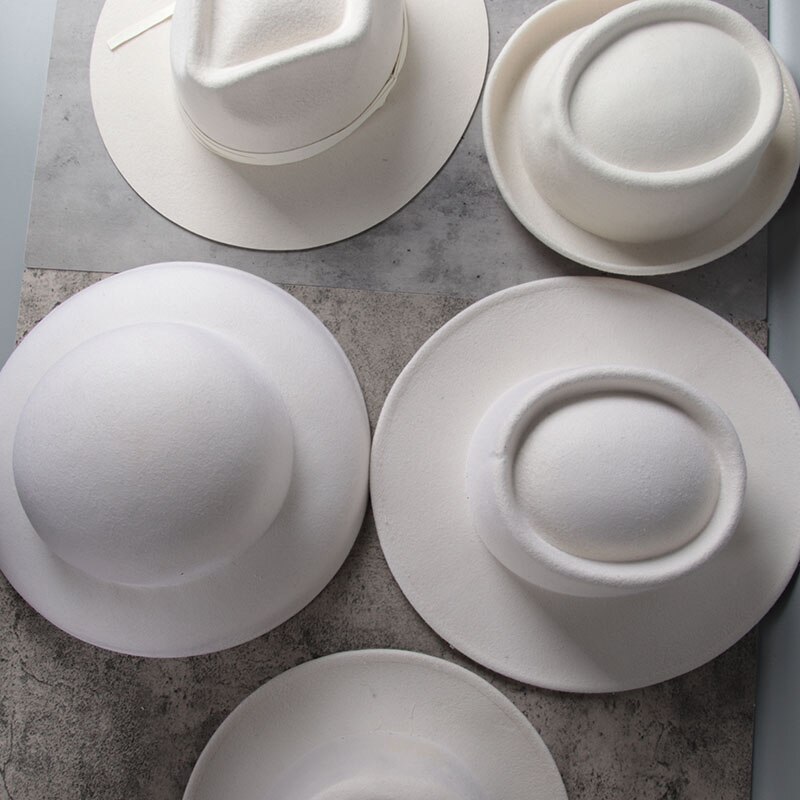 100% Wol Vrouwen Wit Fedora Hoed Met Wedstrijd Brede Rand Jazz Hoed Lady Vilt Kerk Hoed Maat 56-58cm