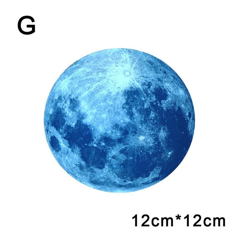 Ästhetische 3D Luminous Glow In The Dark Moon Wand Aufkleber Abnehmbare Dekoration Fluoreszierende Aufkleber Mond Wand Hause Zimmer: 12cm blue