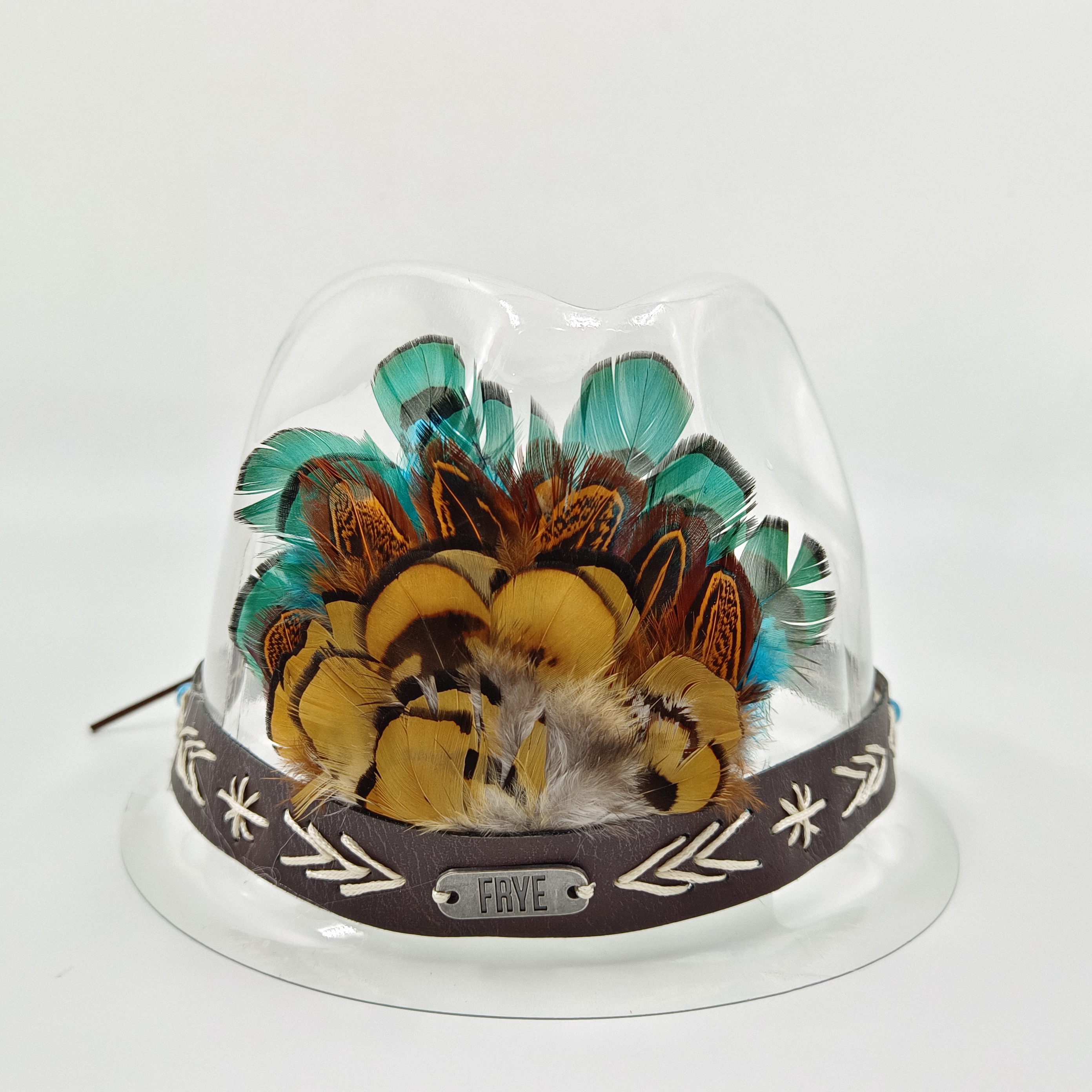 Hat accessories Feather knitted style various hat accessories jazz cowboy hat fedora hat straw hat for men and women: Brown