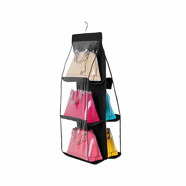 6 Pocket Handtas Opslag Opknoping Zakken Duurzaam Deur Mode Backbag Opbergtas Hoge Home Benodigdheden Kast Rek Hangers: Luxury Black