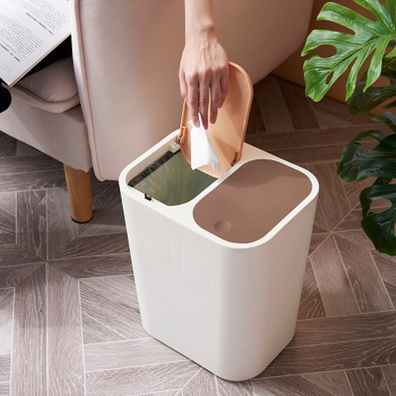 Large Capacity Waste Bins Double Cover Multifunction Classified Garbage Storage Can Pressing Covered Household Toilet Dustbins