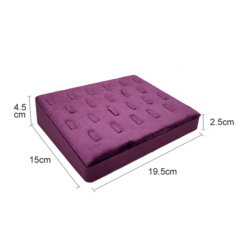 Présentoir de bagues en velours avec multi-fentes, accessoires d'exposition de bijoux pour fenêtres et magasins avec tissu doux pour le rangement des colliers et des bagues: GRIS