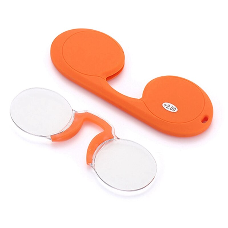 Draagbare Siliconen Neus-Clip Verziend Glazen Anti-Slip Bijziend Clip Neus Ronde Verziend Leesbril 100-300 graden: +150 / Oranje