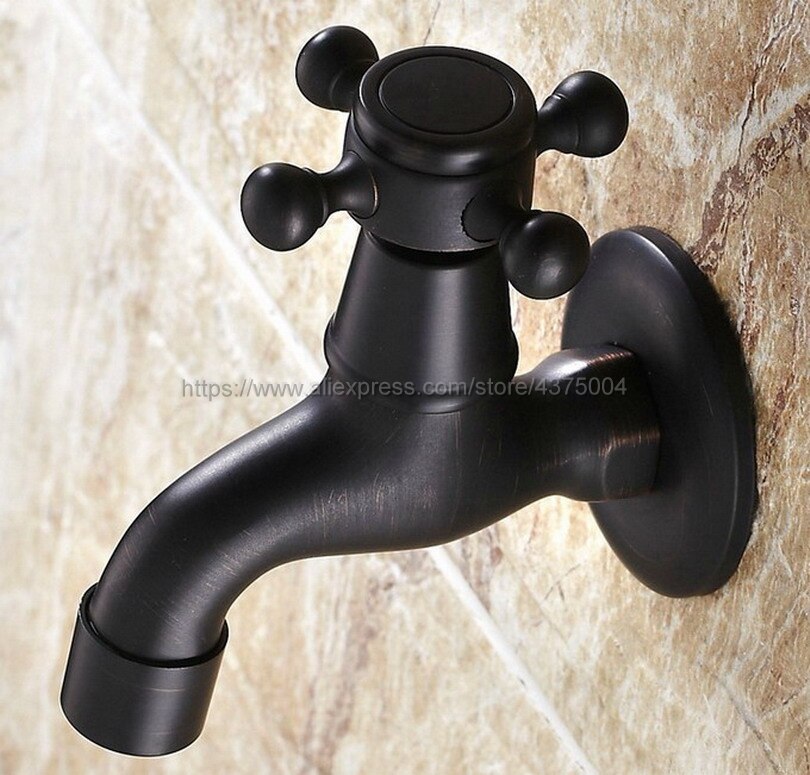 Zwarte Olie Gewreven Messing Cross Handvat Muurbevestiging Mop Zwembad Water Tap Kraan Nav114