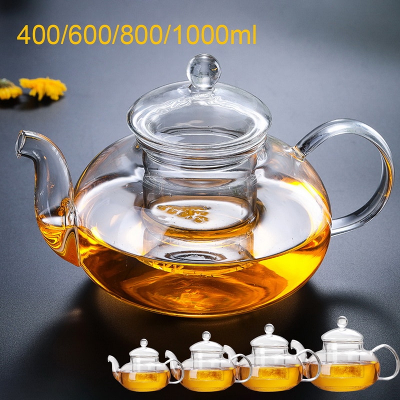Hittebestendige Glas Flower Tea Pot, Praktische Fles Bloem Theekopje Glas Theepot Met Zetgroep Thee Blad Kruiden Koffie