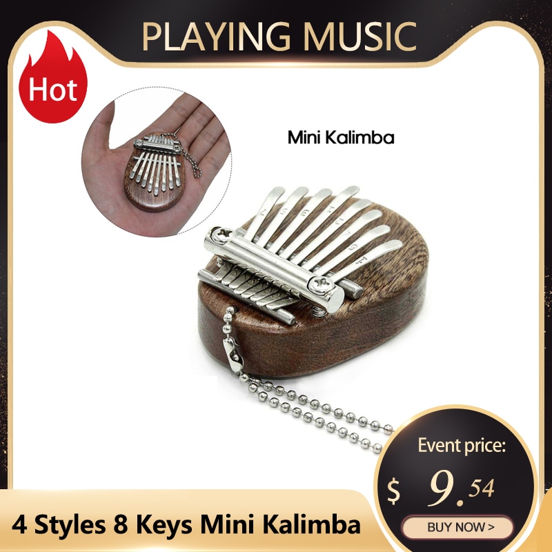 8 teclas Kalimba Mini Kalimba portátil pulgar Piano dedo percusión teclado bolsillo Kalimba con colgante de vacaciones para niños