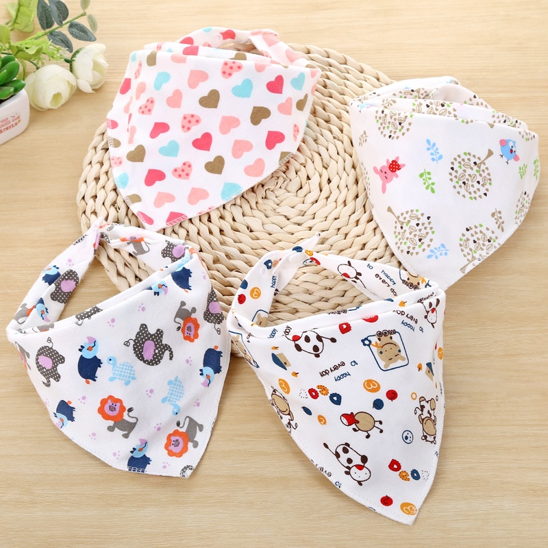 1pcs Color Bibs Cotton Baby Feeding Smock Infant Burp Cloths Cartoon Saliva Towel Baby Eating Accessory Soft Baby Stuff