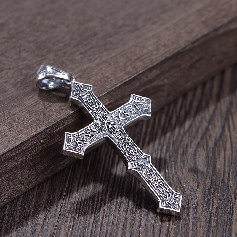 BALMORA 925 Sterling Silber Kreuz Schädel Anhänger für Männer thailändisch Silber retro Christian Schmuck Zubehör Ohne eine Kette